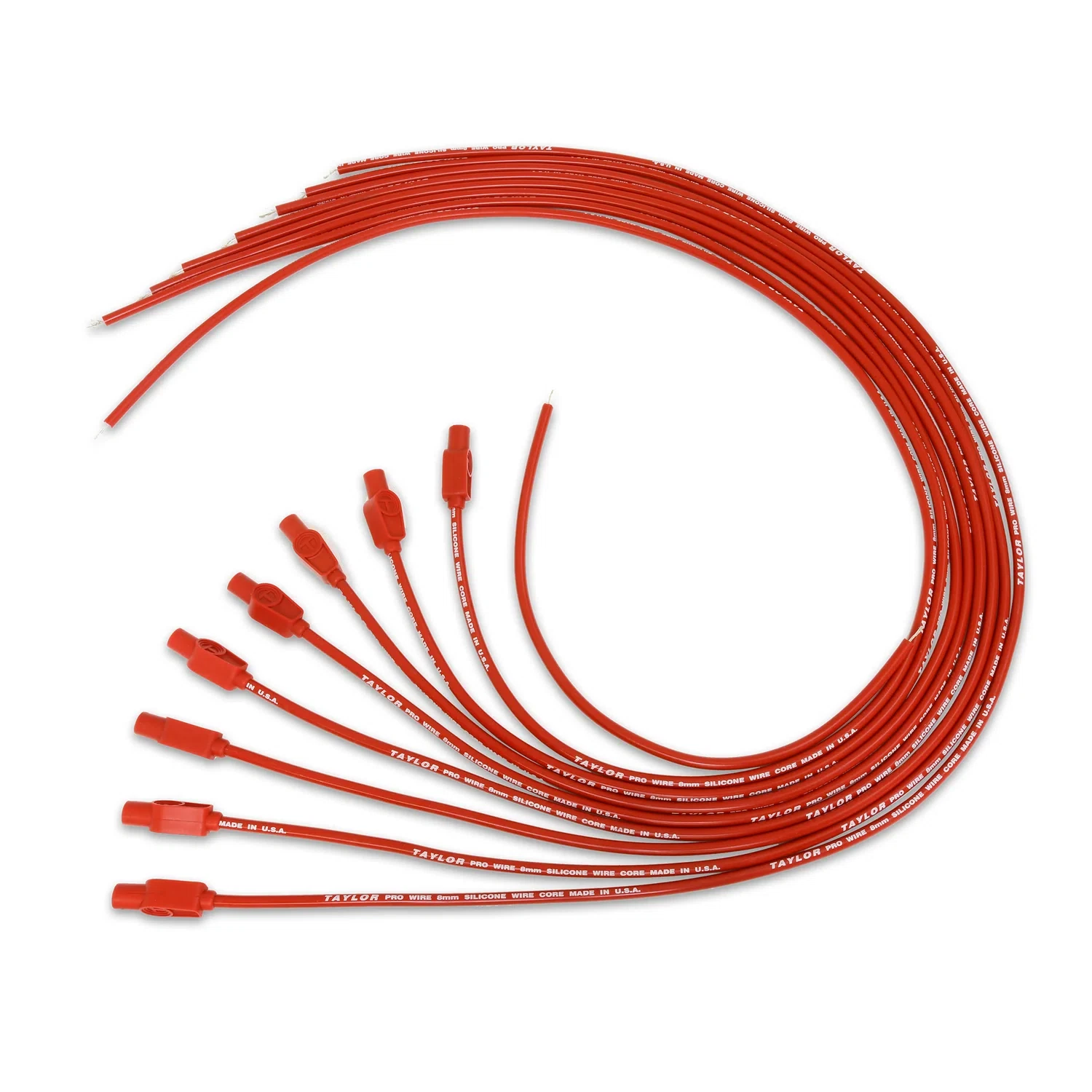Spark Plug Wire Set Universal 8mm Silicone 180_ 0 ohm_ft Prowire Solid Red 70264